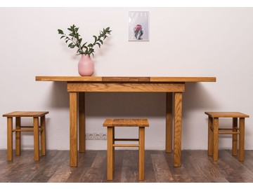 Стол дубовый (1200-1600х800х780) с табуретками